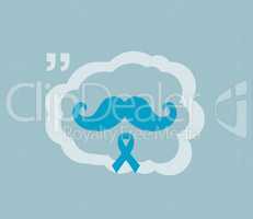 Blue mustache and blue prostate cancer awareness on blue background