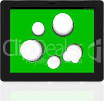 speech bubble on black tablet pc social, network concept