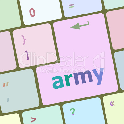 Keyboard with enter button, army word on it