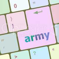 Keyboard with enter button, army word on it