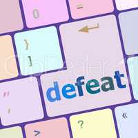 defeat button on white computer keyboard keys