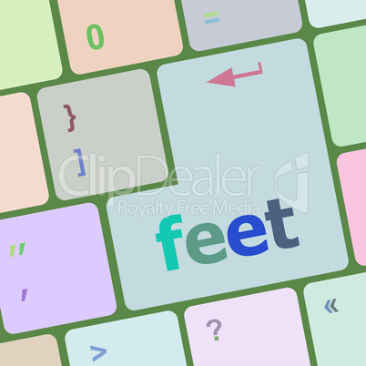 feet word on keyboard key, notebook computer button
