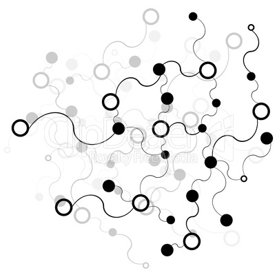 Abstract background. Black connecting dots on white