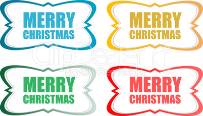 Merry Christmas stickers set isolated on white