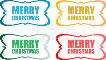 Merry Christmas stickers set isolated on white