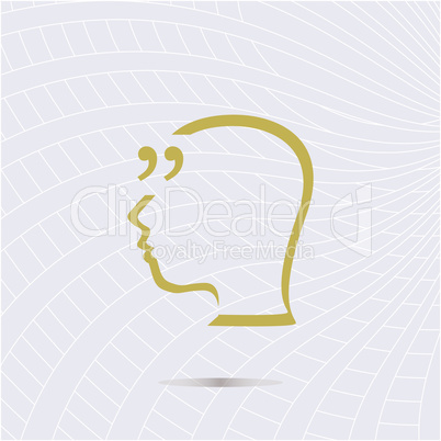 Quotation mark speech bubble. quote sign icon. people head. education concept