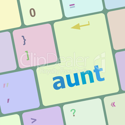 aunt word on keyboard key, notebook computer