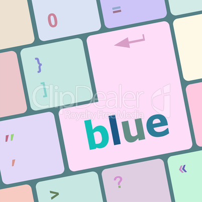 blue button on computer pc keyboard key