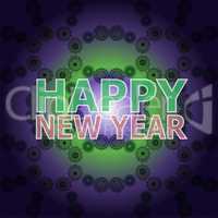 Beautiful text design of Happy New Year on abstract background.