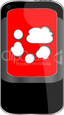 Smartphone with cloud computing symbol on a screen