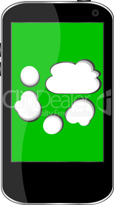 Smartphone with cloud computing symbol on a screen