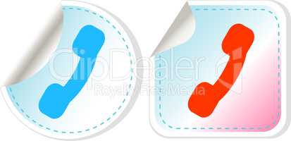 Flat icon of a phone, handset icon button set isolated on white background
