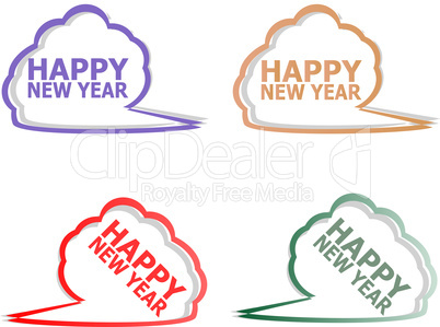 Happy New Year stickers set isolated on white