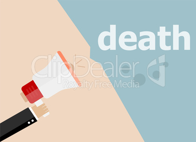 flat design business concept. death. Digital marketing business man holding megaphone for website and promotion banners.