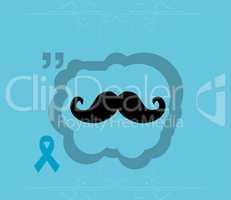 black mustache and blue prostate cancer awareness on blue background