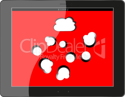 speech bubble on black tablet pc social, network concept