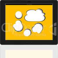 Cloud-computing connection on the digital tablet pc. Conceptual image