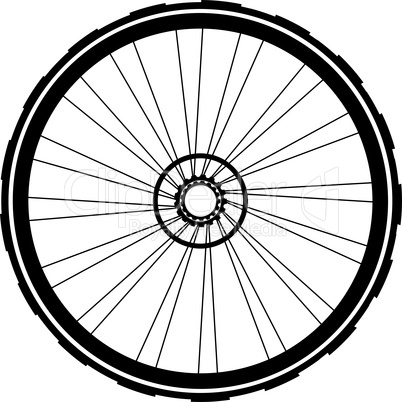 bike wheel black silhouette. bicycle wheels with tyre and spokes. isolated on white