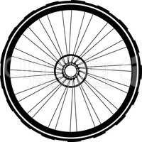 bike wheel black silhouette. bicycle wheels with tyre and spokes. isolated on white
