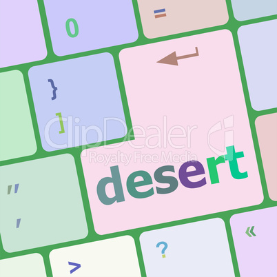 desert word on keyboard key, notebook computer button