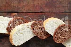 Sliced Bread On Wood