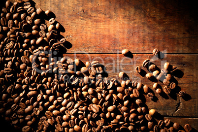 Coffee Beans On Wood