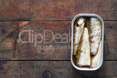 Canned Fish On Wood