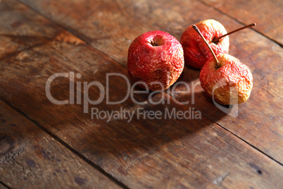 Dried Apples On Wood