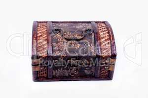 An antique wooden jewelery box