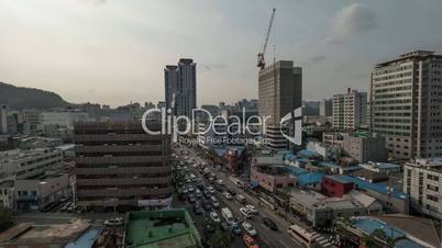 Timelapse of Seoul cityscape with car traffic on streets, South Korea