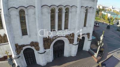 Aerial view of the Cathedral of Christ the Saviour against background of city Moscow Russia