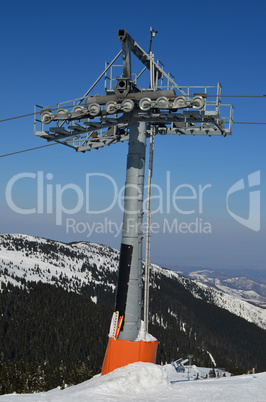 One single pillar of ski lift
