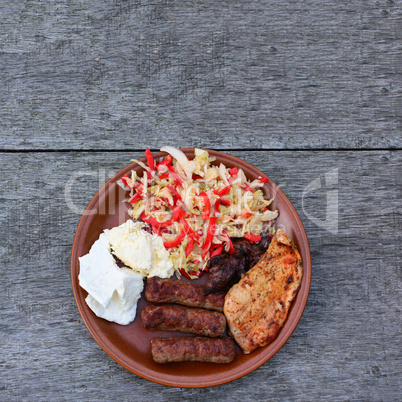 Variety of food on the plate