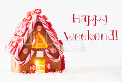 Gingerbread House, White Background, Text Happy Weekend
