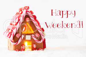 Gingerbread House, White Background, Text Happy Weekend