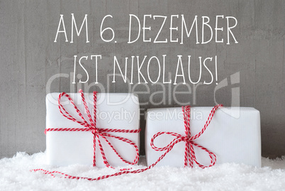 Two Gifts With Snow, Nikolaus Means Nicholas Day