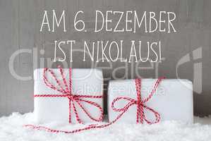 Two Gifts With Snow, Nikolaus Means Nicholas Day