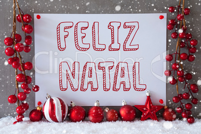 Label, Snowflakes, Balls, Feliz Natal Means Merry Christmas