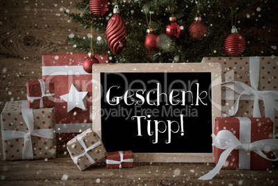 Nostalgic Christmas Tree, Snowflakes, Geschenk Tipp Means Gift Tip
