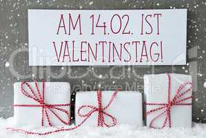 White Gift With Snowflakes, Valentinstag Means Valentines Day