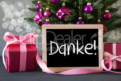 Tree With Gifts, Bokeh, Text Danke Means Thank You