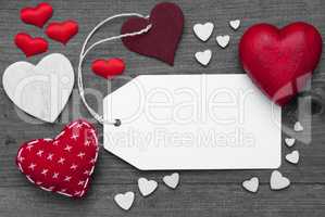 Label, Black And White, Red Hearts, Copy Space