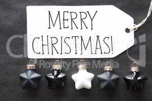 Black Tree Balls, Text Merry Christmas