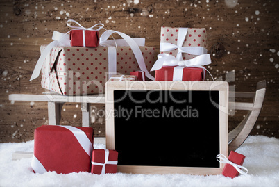 Sleigh With Gifts, Snow, Snowflakes, Copy Space