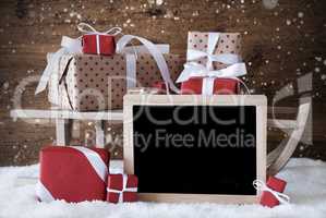 Sleigh With Gifts, Snow, Snowflakes, Copy Space