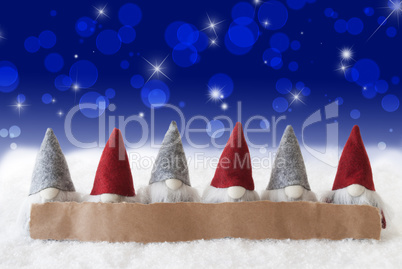 Gnomes, Blue Background, Bokeh, Stars, Copy Space