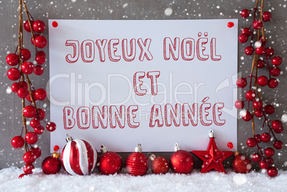Label, Snowflakes, Christmas Balls, Bonne Annee Means New Year