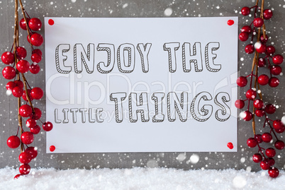 Label, Snowflakes, Christmas Decoration, Quote Enjoy The Little Things