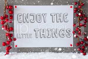 Label, Snowflakes, Christmas Decoration, Quote Enjoy The Little Things