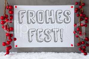 Label, Snow, Decoration, Frohes Fest Means Merry Christmas